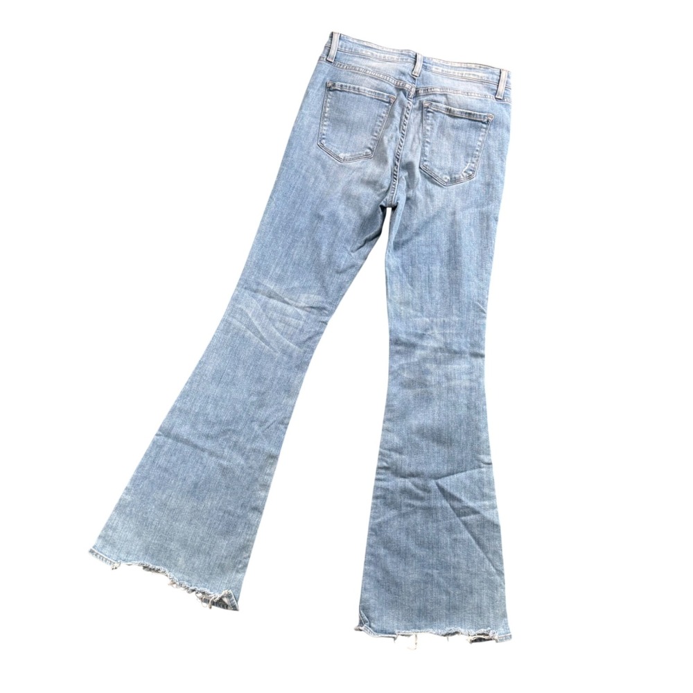 Flying Monkey Y2K Flare Jeans Womens 28 Blue High Rise Distressed Raw Hem Boho - Picture 2 of 11